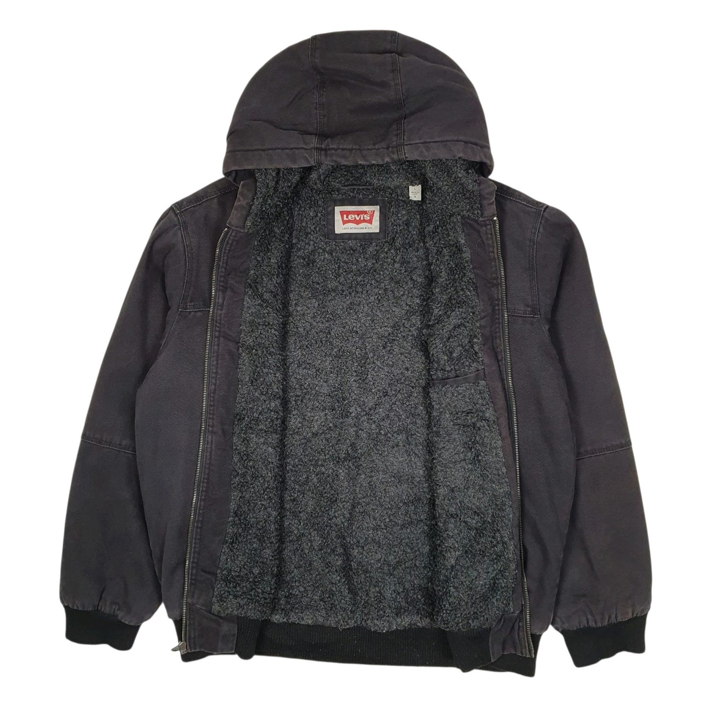 Mens Black Levis Sherpa Lined Active Hoodie  Coat