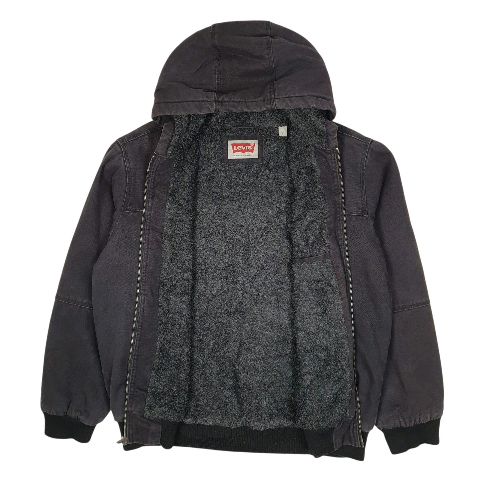 Mens Black Levis Sherpa Lined Active Hoodie  Coat
