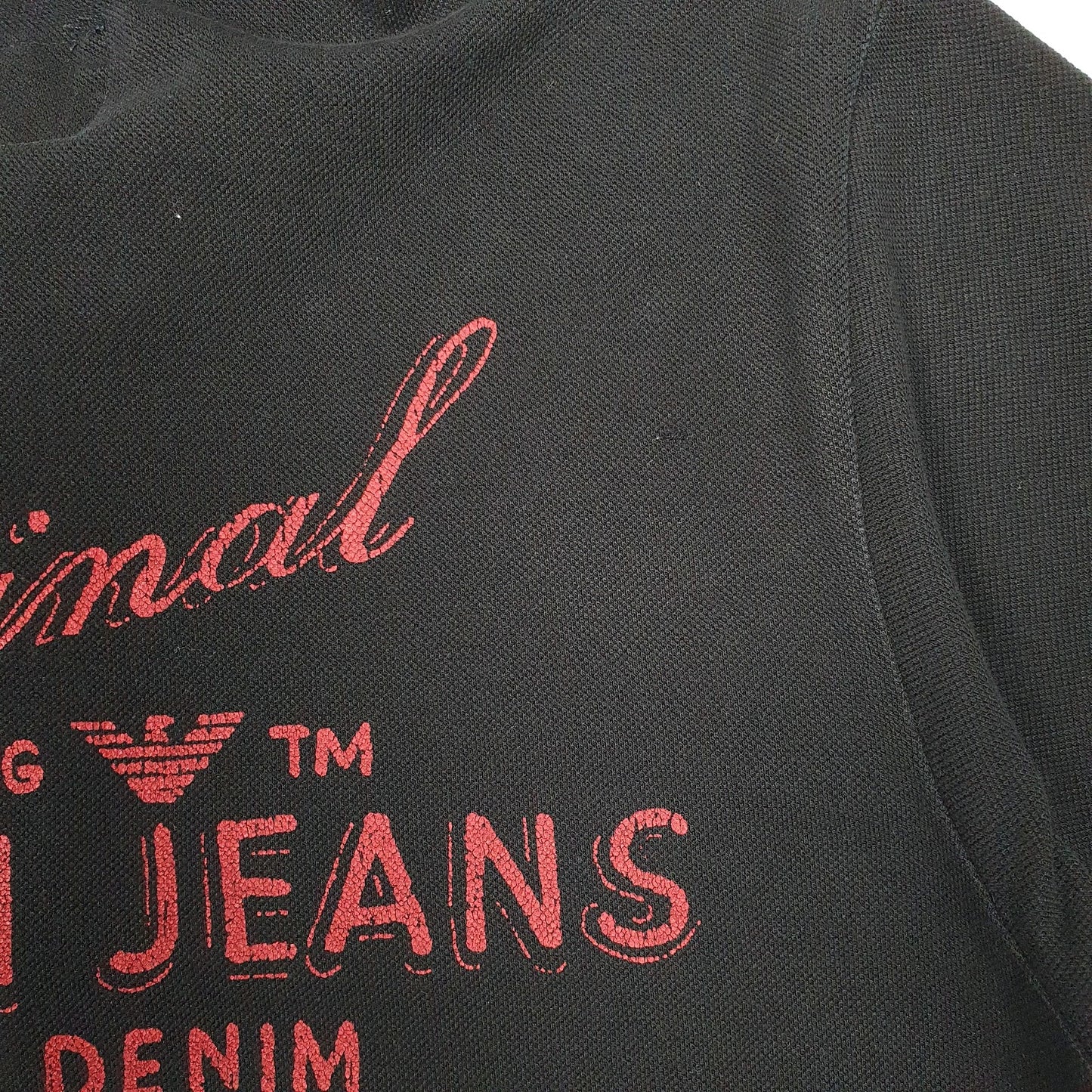 Mens Black Armani Jeans  Hoodie Polo Shirt
