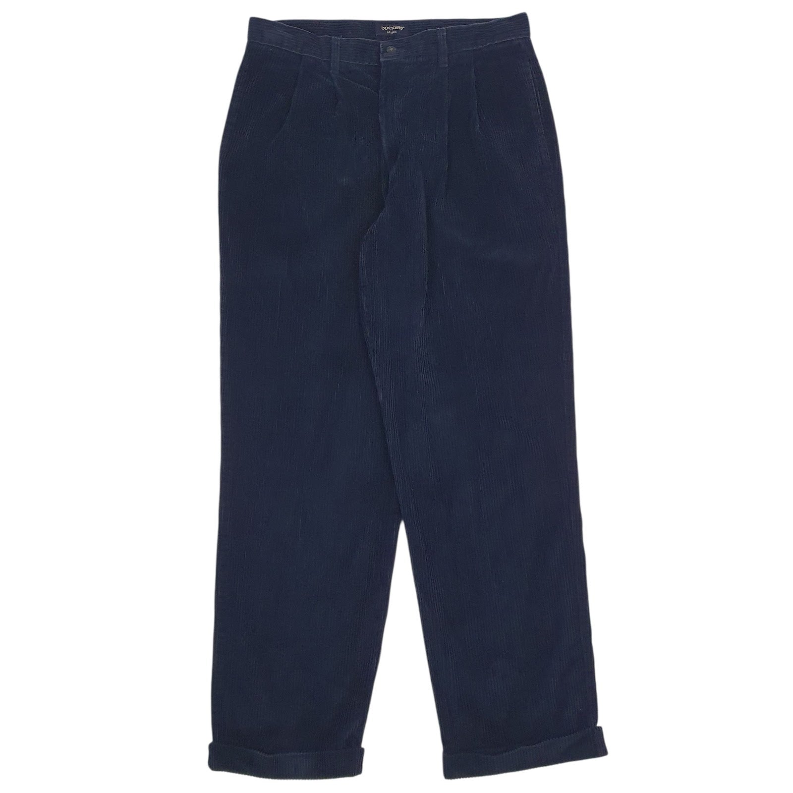 Mens Navy Dockers Pleated Corduroy Trousers