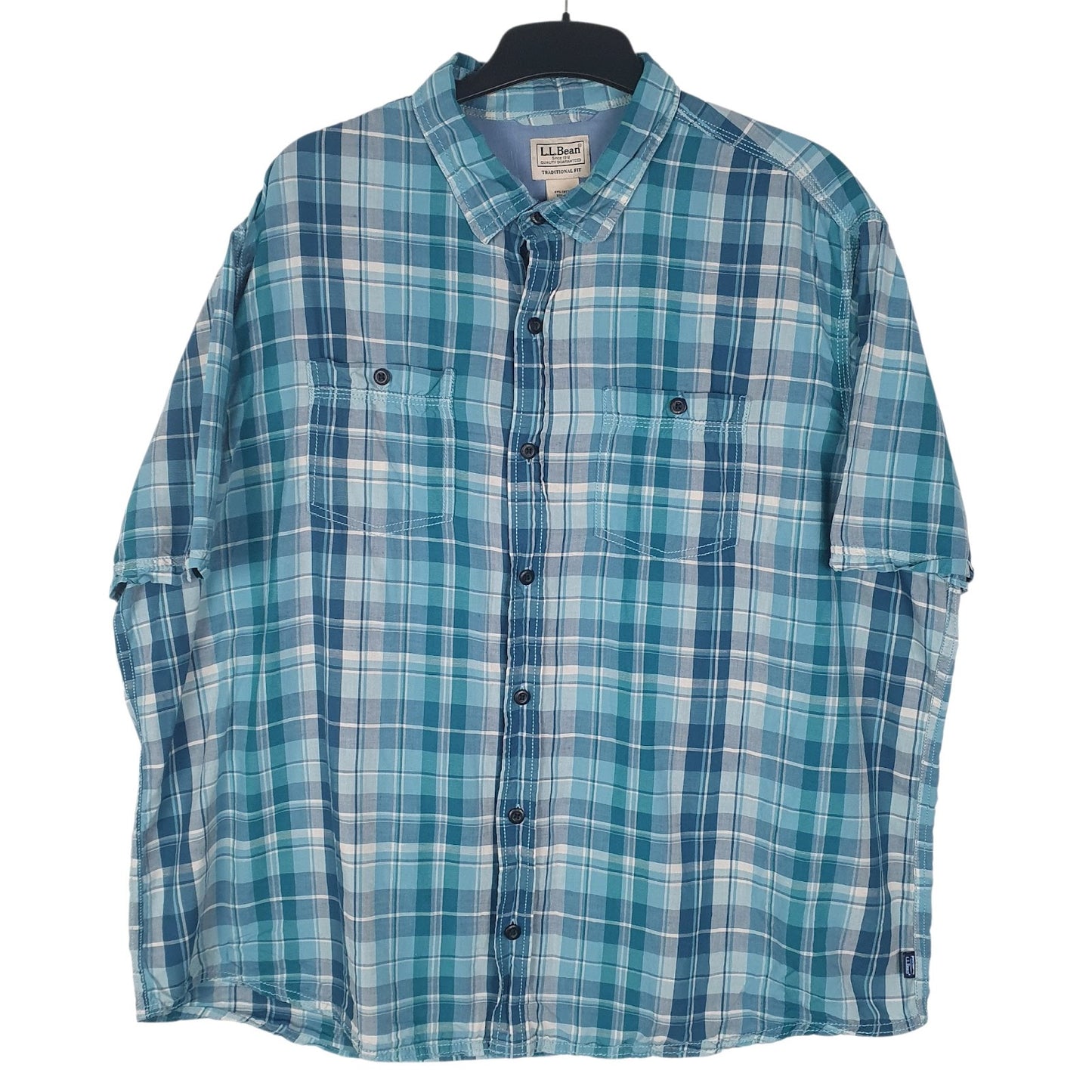 Mens Blue L.L.Bean Linen Mixture Short Sleeve Shirt