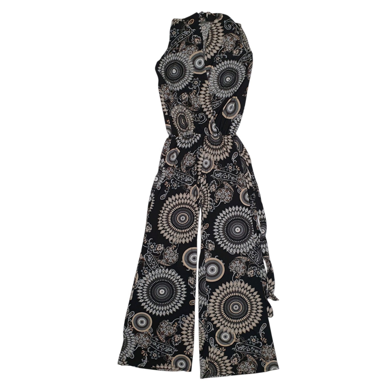 Womens Black Unbranded Jumpsuit Flared Sleeveless Dress