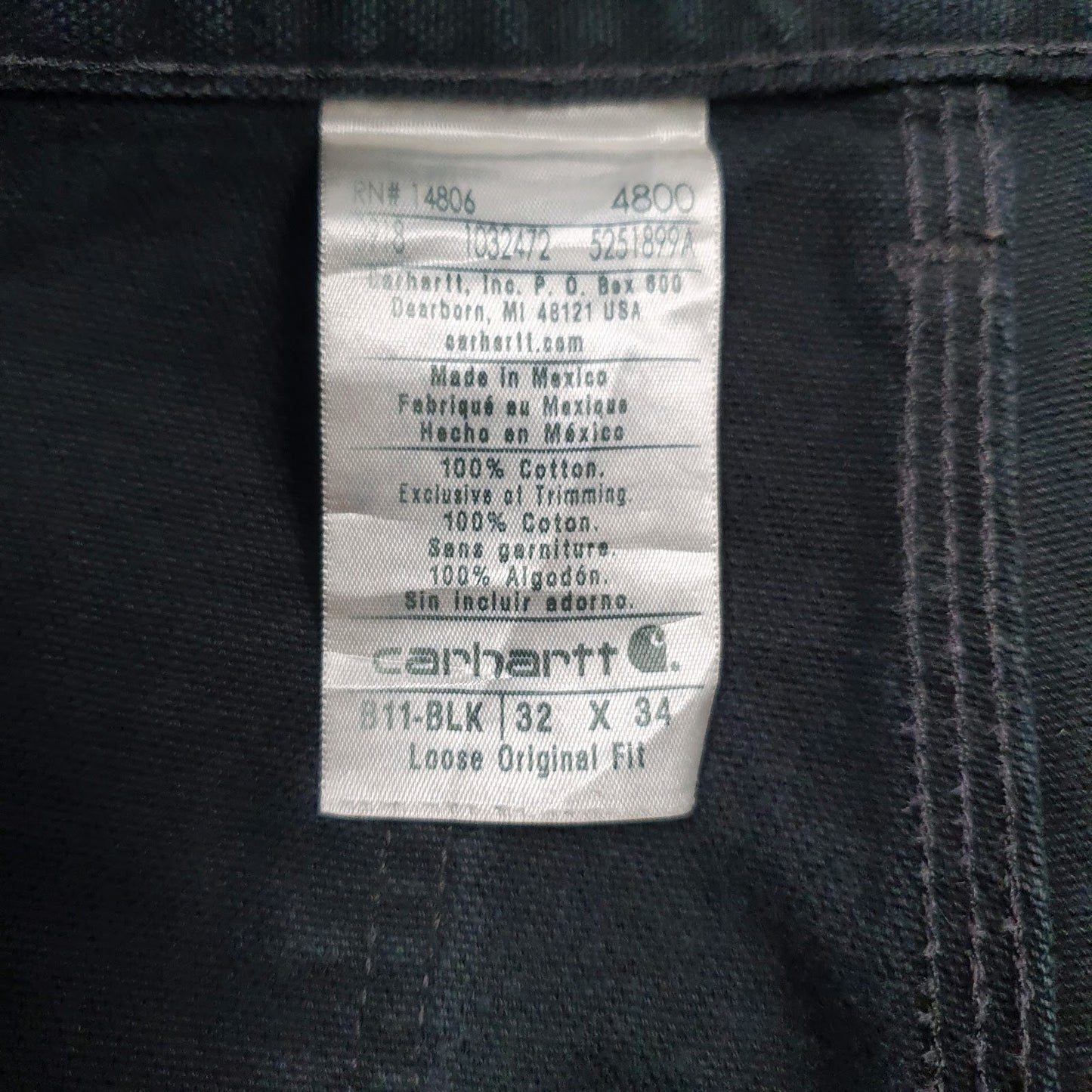 Mens Black Carhartt B11-BLK  Trousers