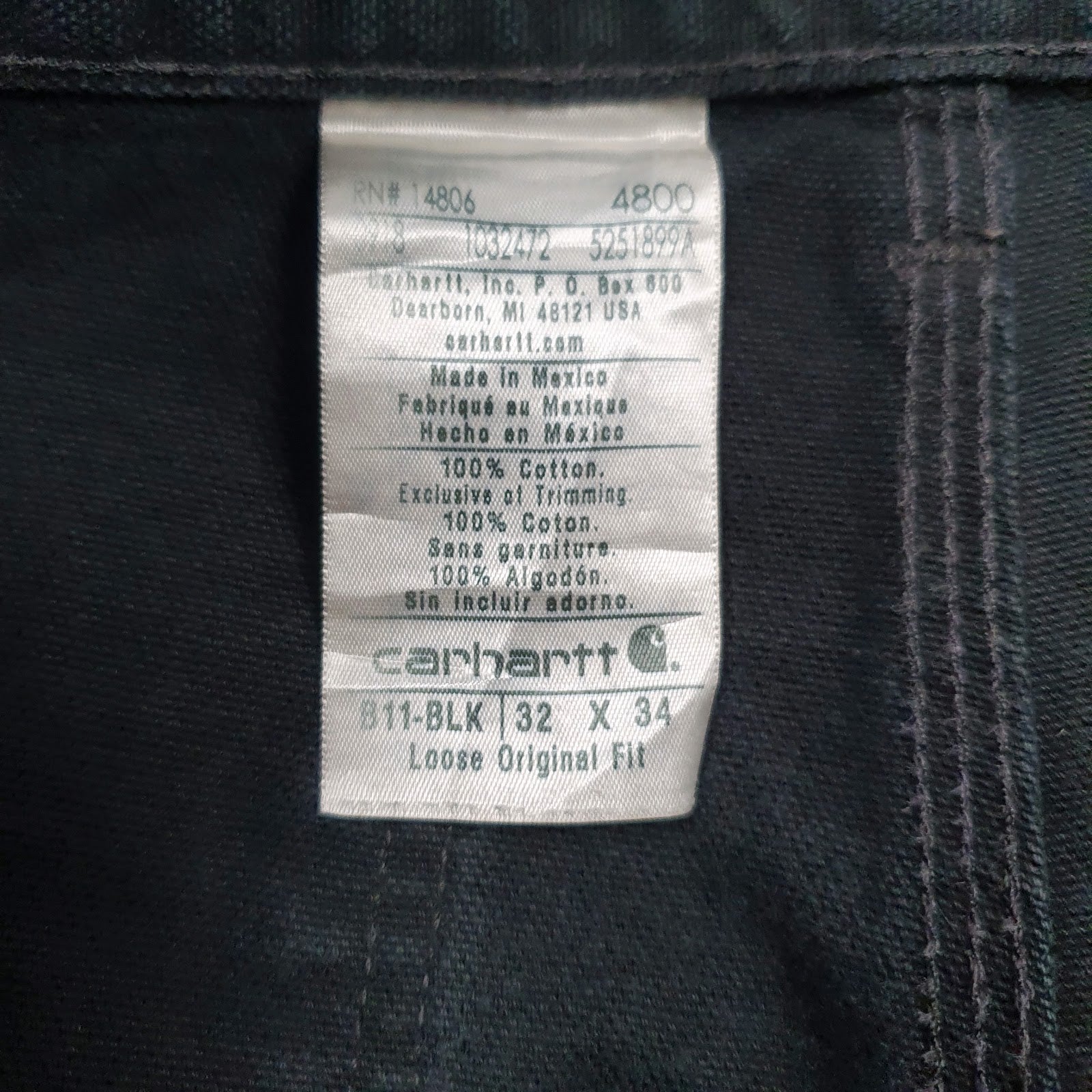Mens Black Carhartt B11-BLK  Trousers