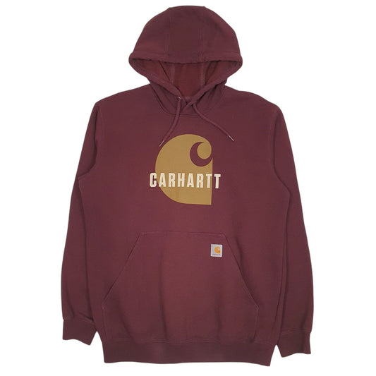 Mens Burgundy Carhartt Spellout Hoodie Jumper