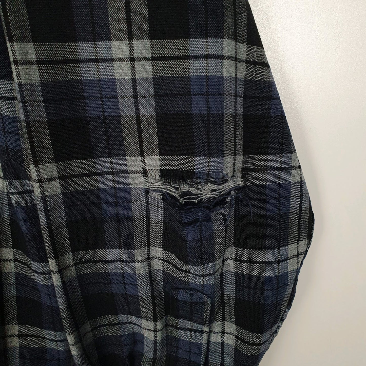 Mens Navy L.L.Bean Chamois Plaid  Shirt