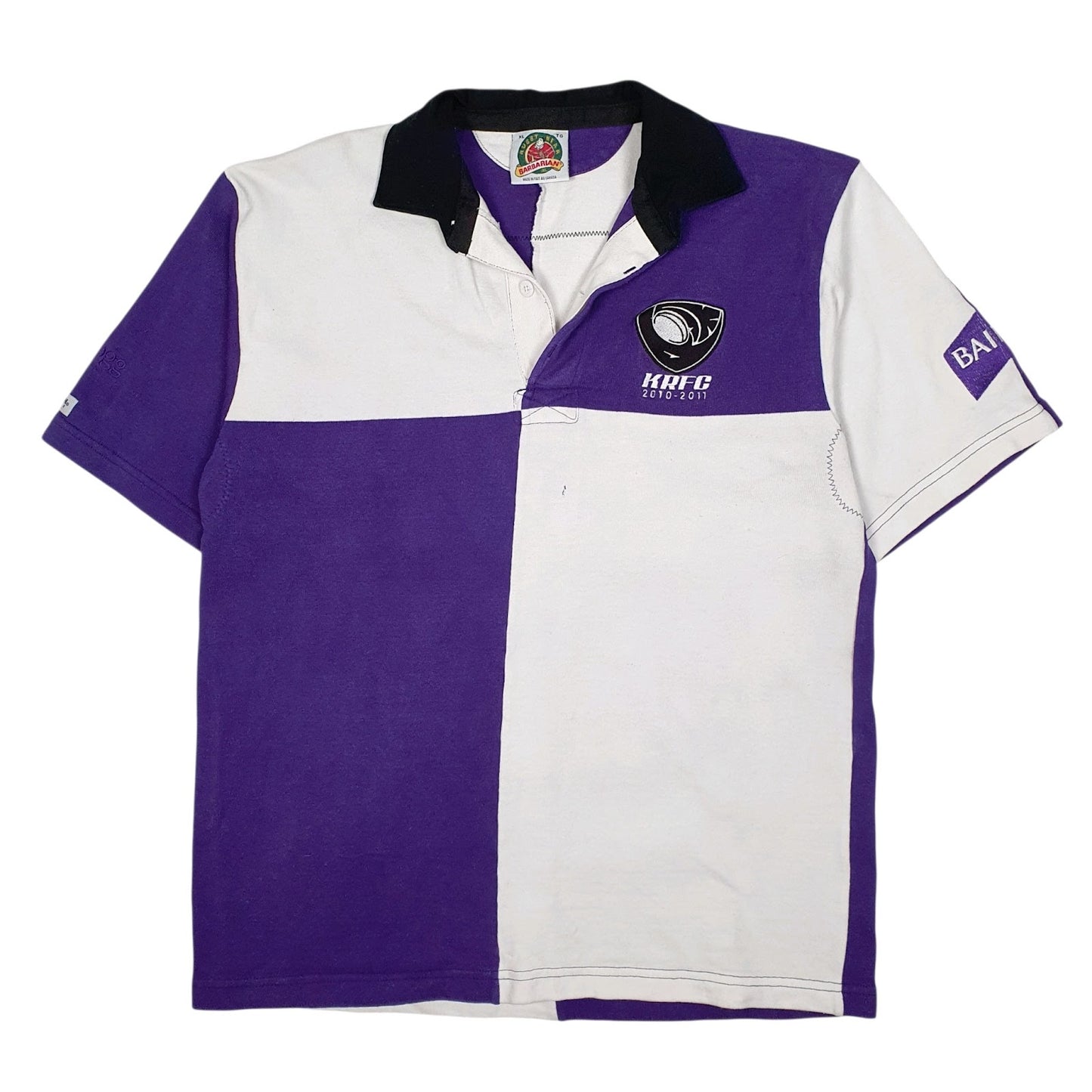 Mens White Barbarian Rugby Short Sleeve Polo Shirt
