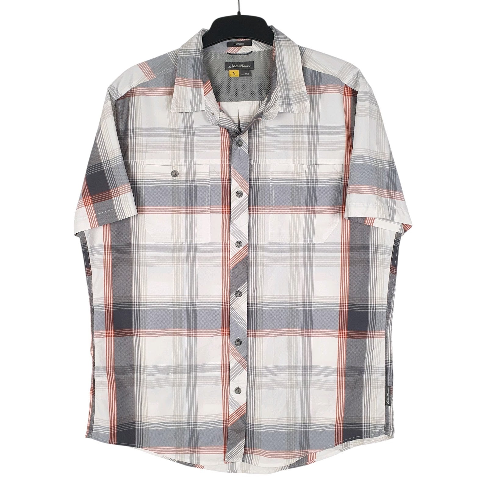 Mens White Eddie Bauer Hiking Short Sleeve Shirt