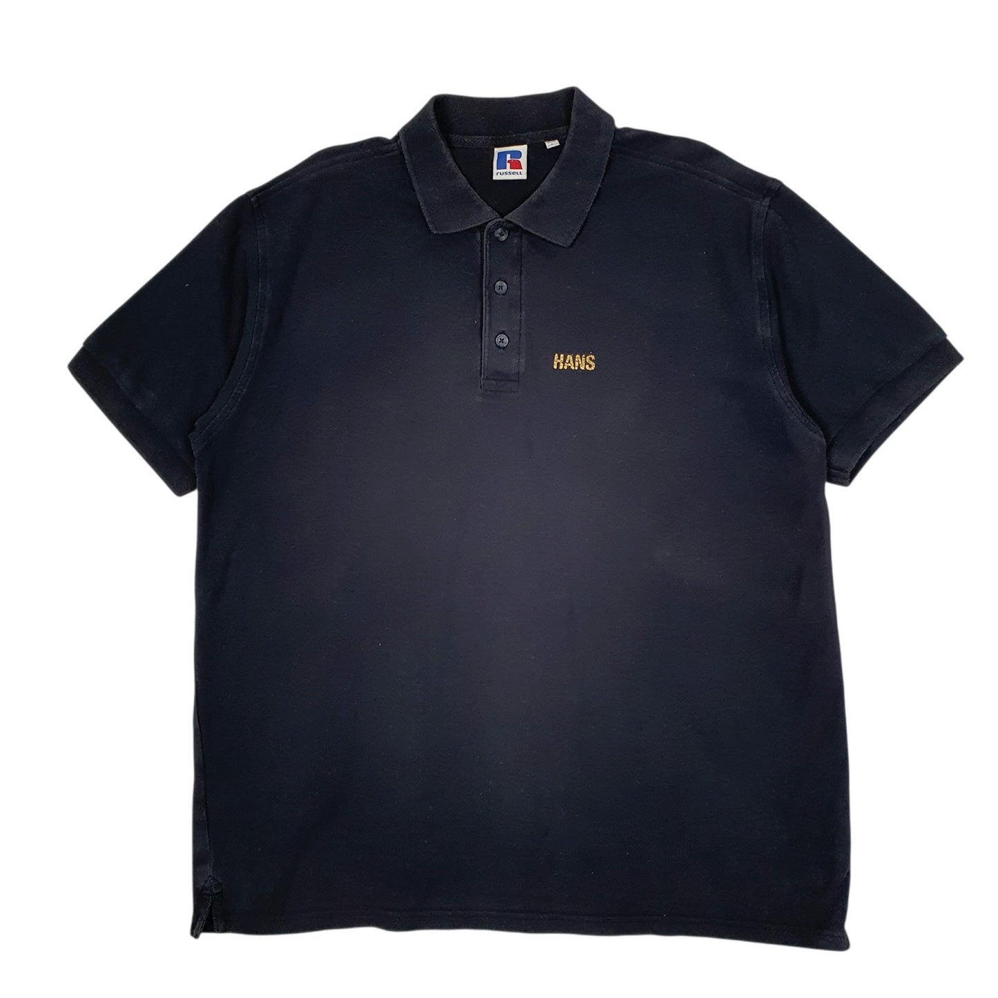 Mens Navy Russell Athletic Bowling Short Sleeve Polo Shirt