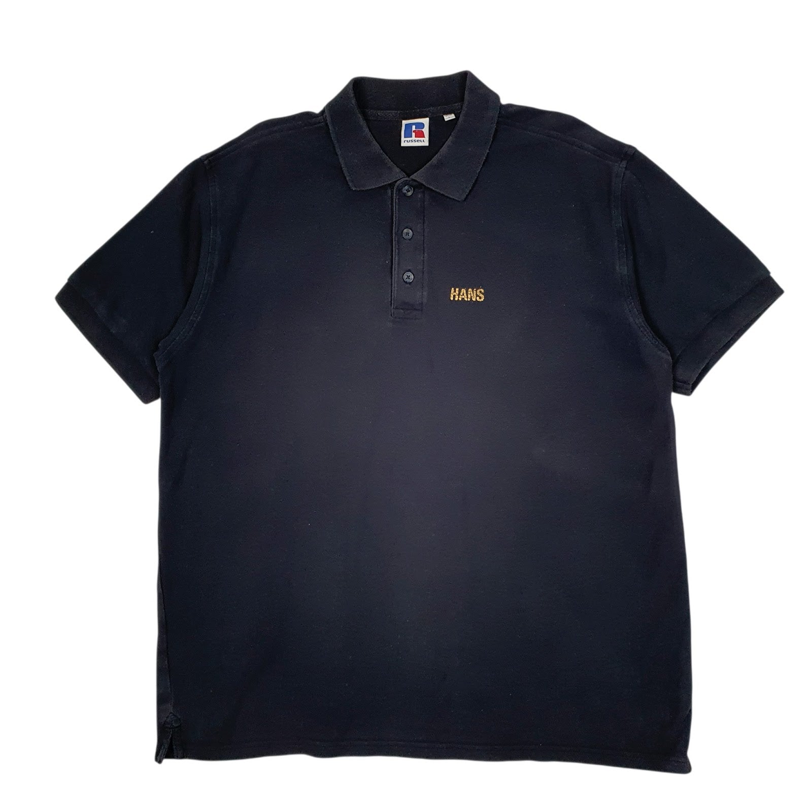 Mens Navy Russell Athletic Bowling Short Sleeve Polo Shirt