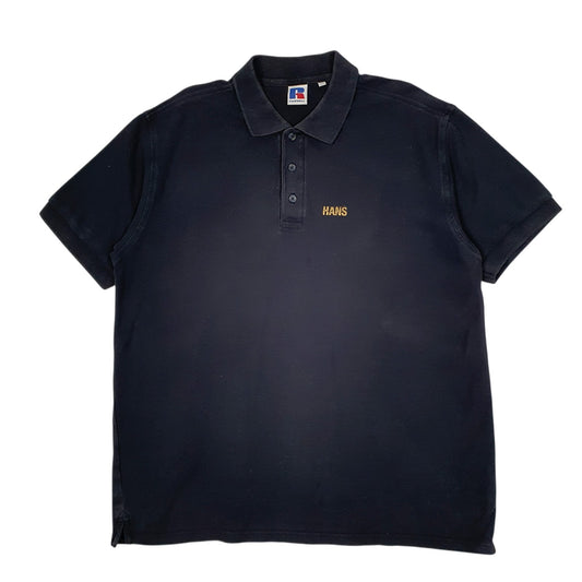 Mens Navy Russell Athletic Bowling Short Sleeve Polo Shirt