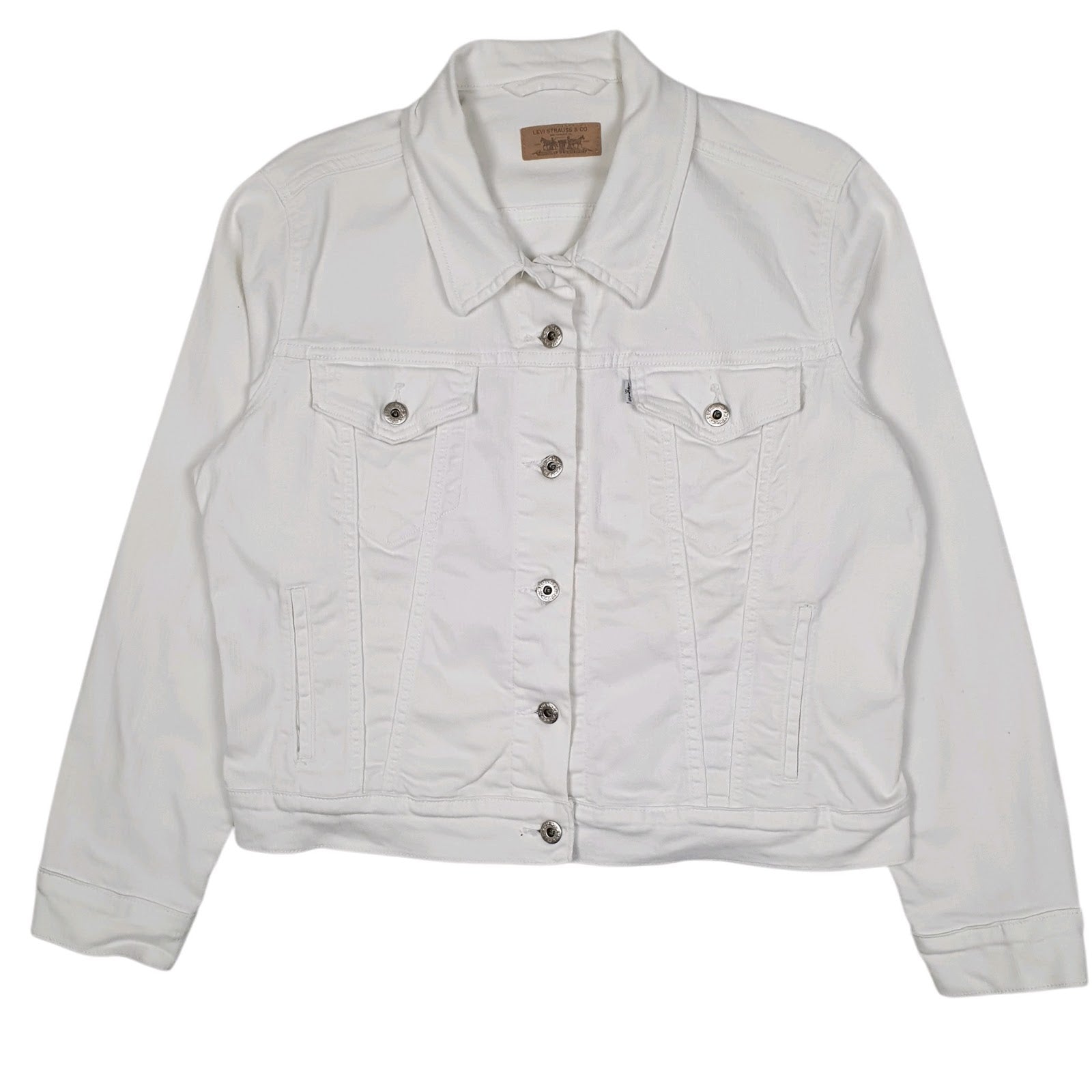 Womens White Levis Type 3 Trucker Crewneck Coat