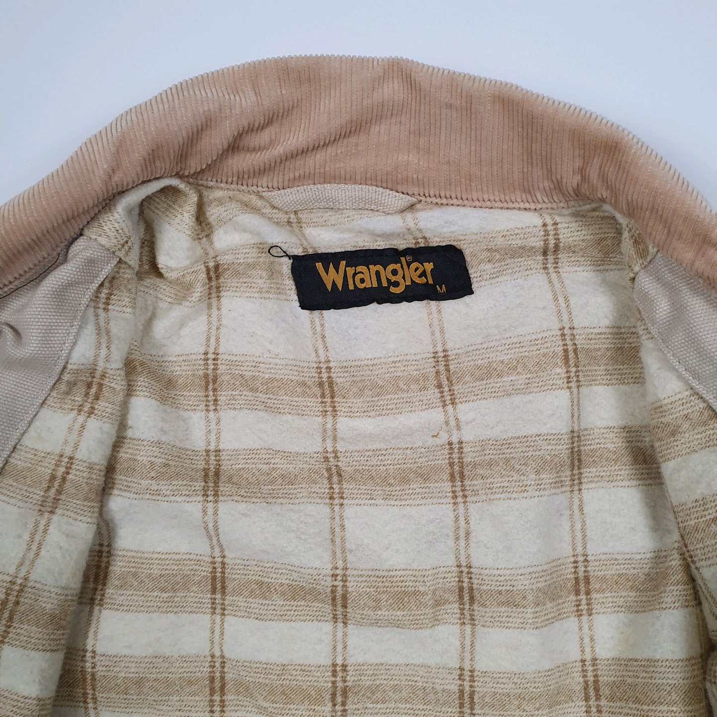 Mens Cream Wrangler Windbreaker Blanket Lined Vintage 90s  Coat