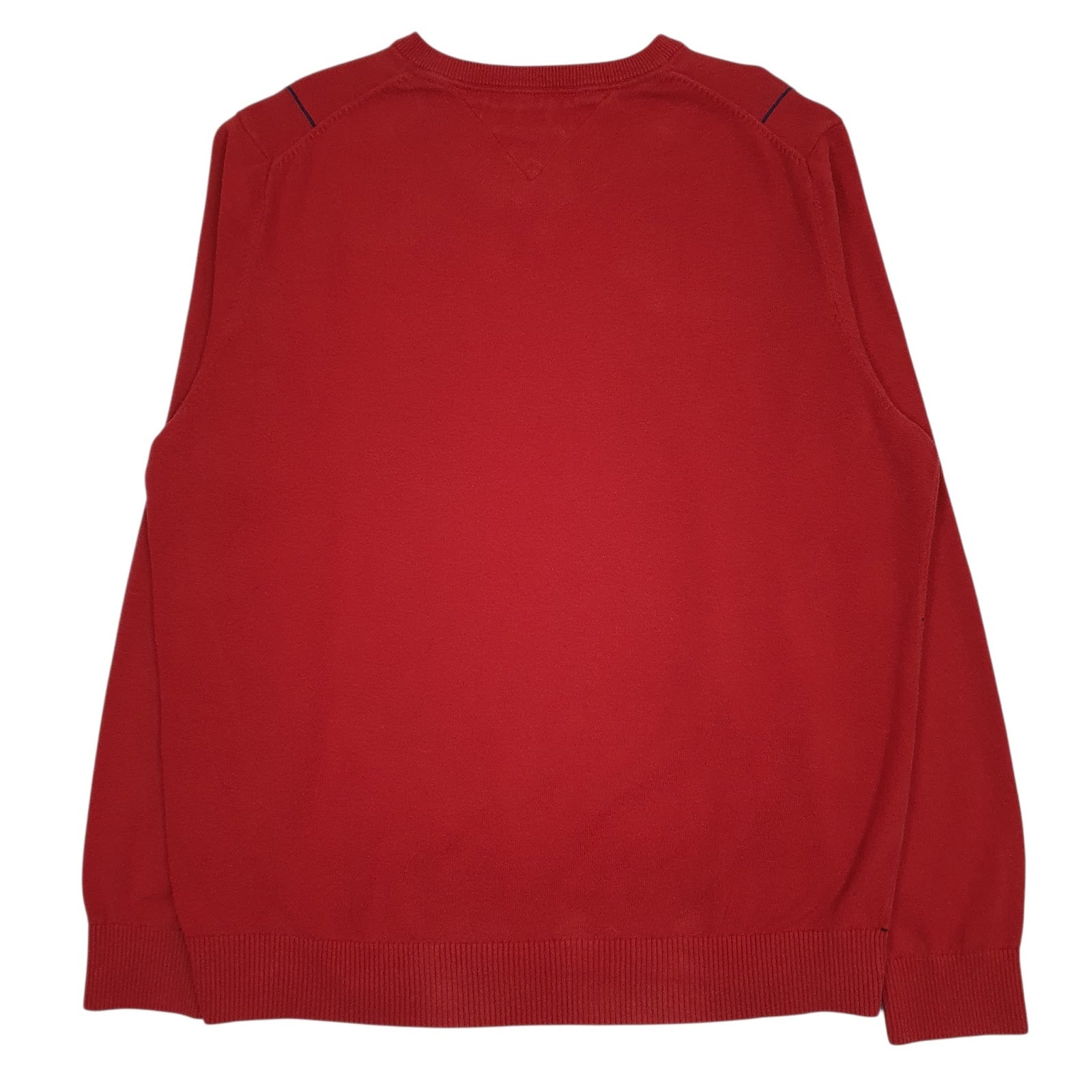 Mens Red Tommy Hilfiger  V Neck Jumper