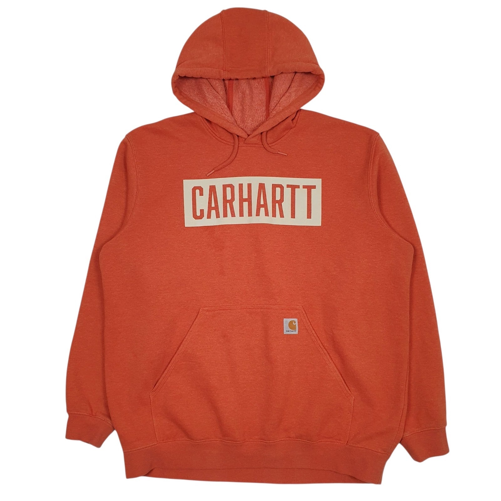 Mens Orange Carhartt Spellout Hoodie Jumper