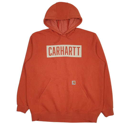 Mens Orange Carhartt Spellout Hoodie Jumper