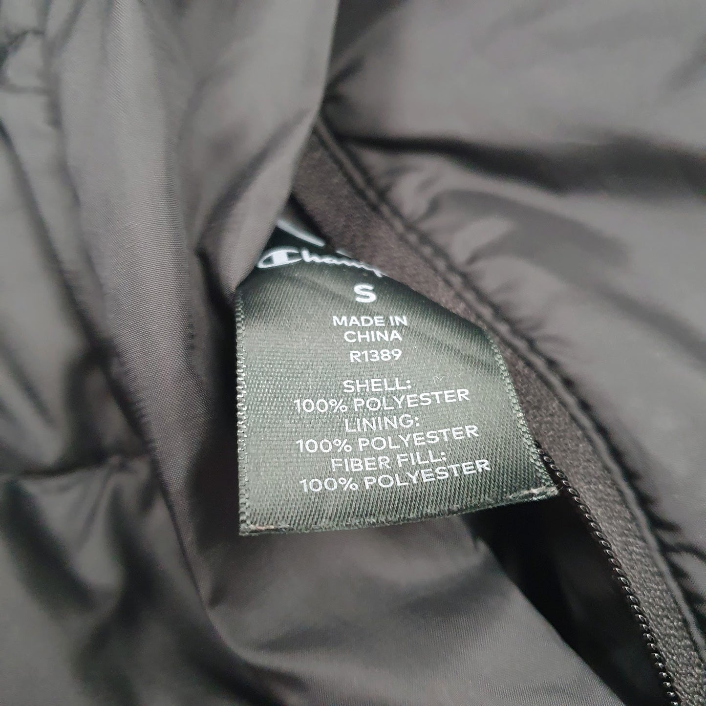 Mens Black Champion Padded Quarter Zip Coat
