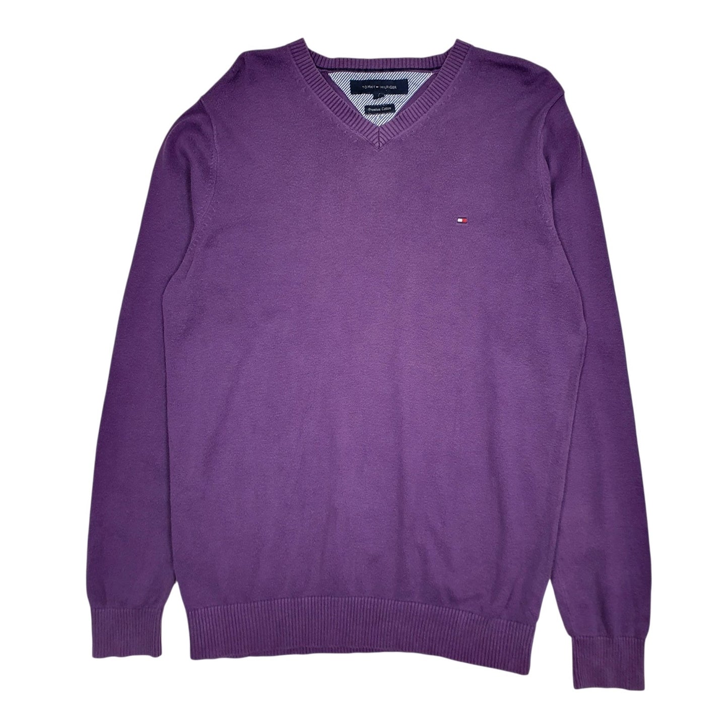Mens Purple Tommy Hilfiger  V Neck Jumper