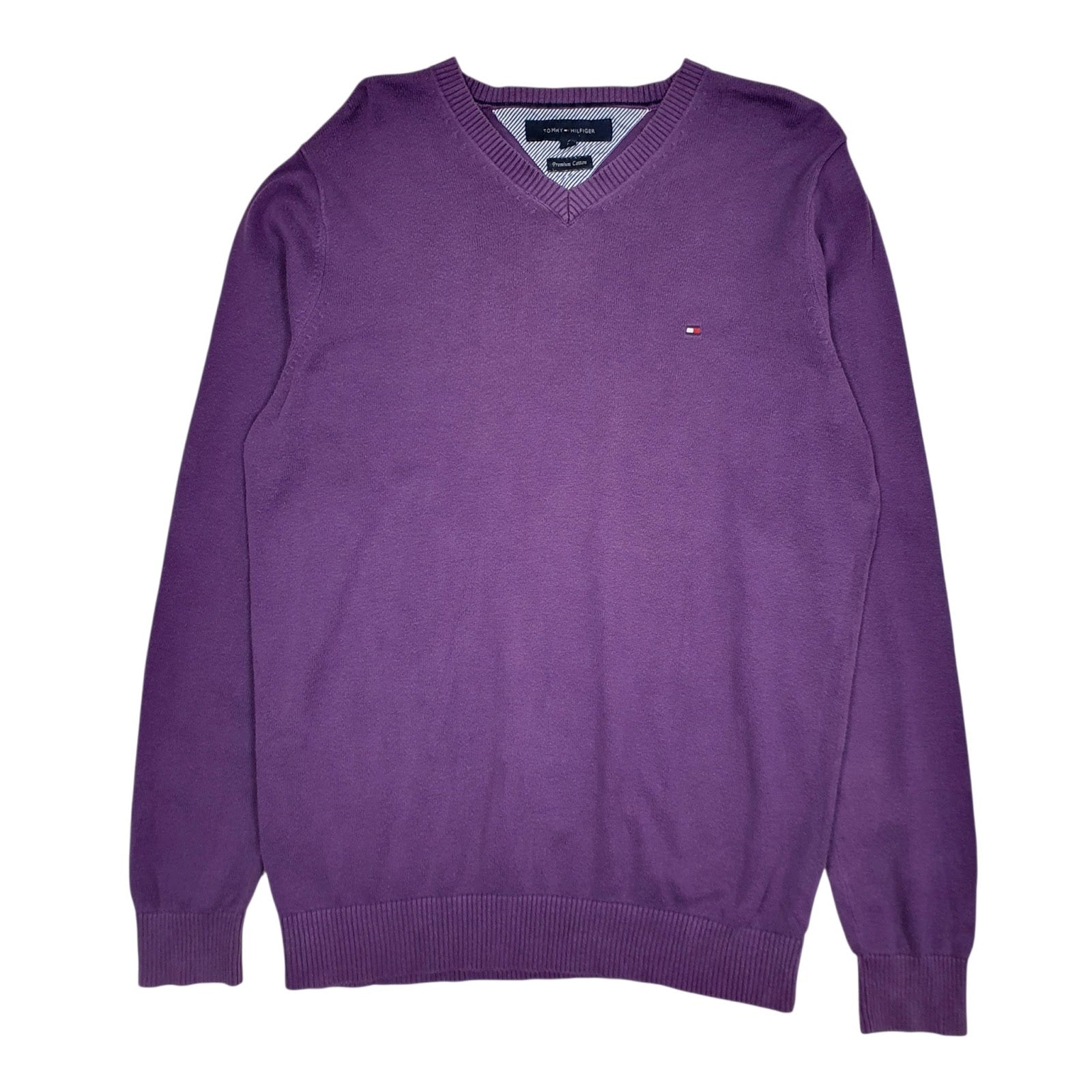 Mens Purple Tommy Hilfiger  V Neck Jumper