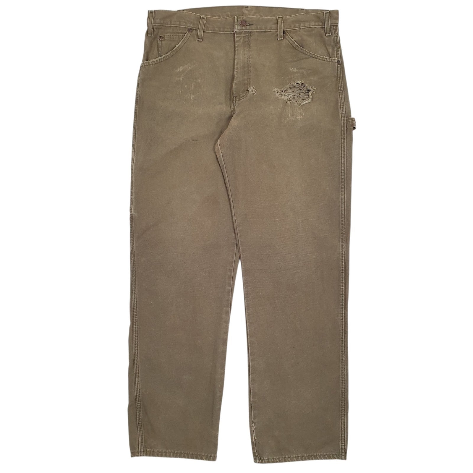 Mens Green Dickies Workwear Carpenter Trousers