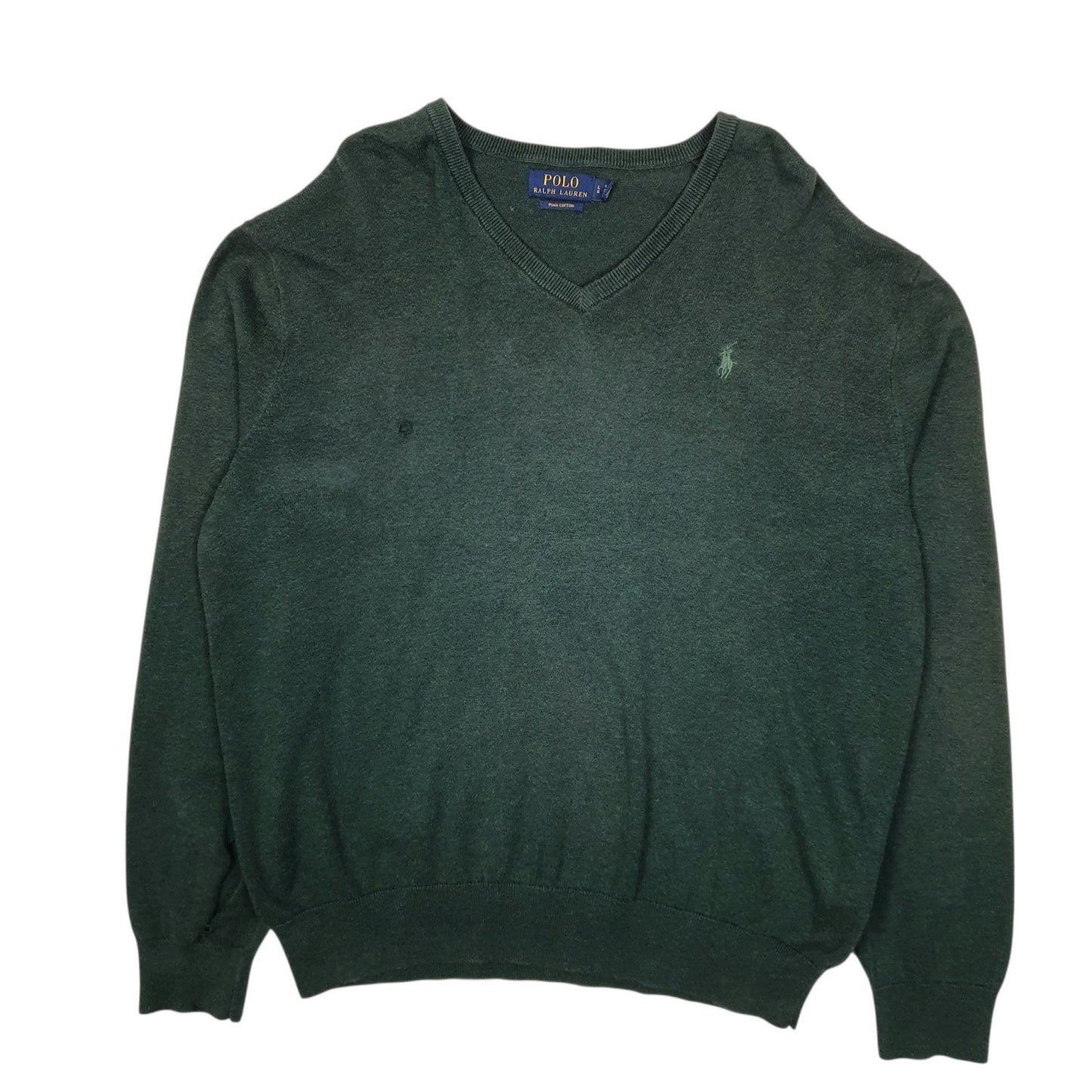 Mens Green Polo Ralph Lauren  V Neck Jumper
