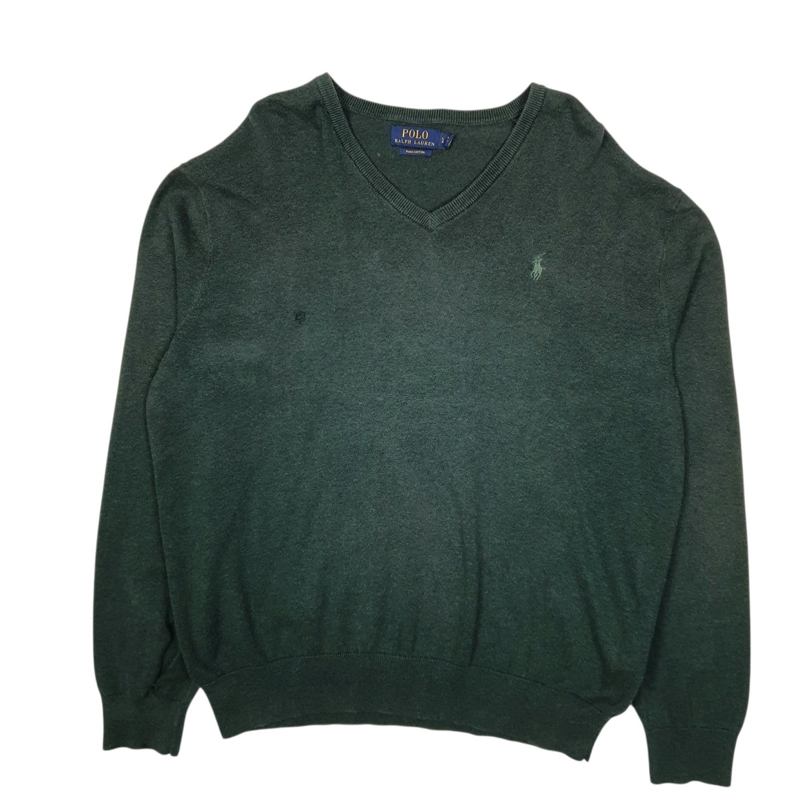 Mens Green Polo Ralph Lauren  V Neck Jumper