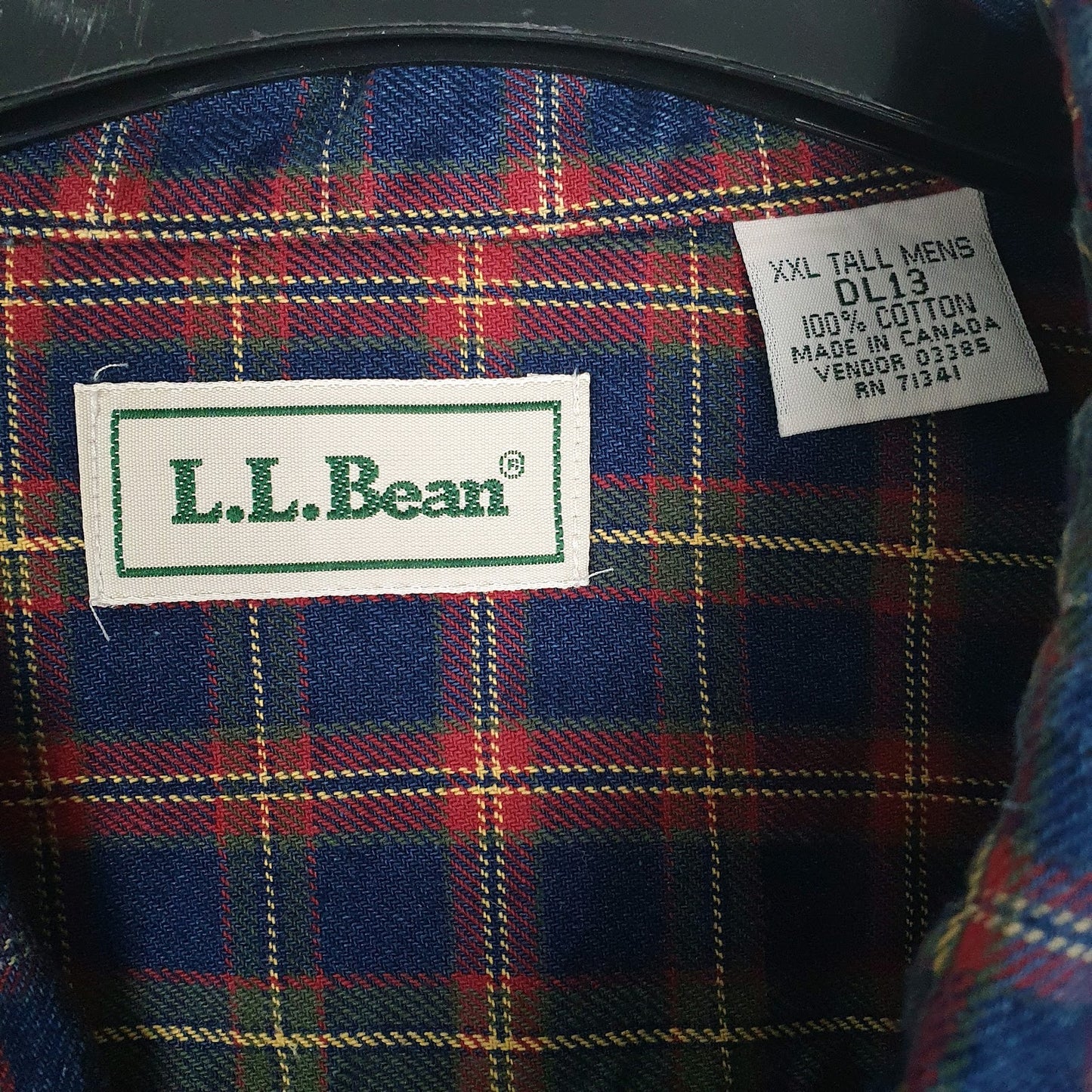 Mens Blue L.L.Bean Flannel Vintage 90s  Shirt
