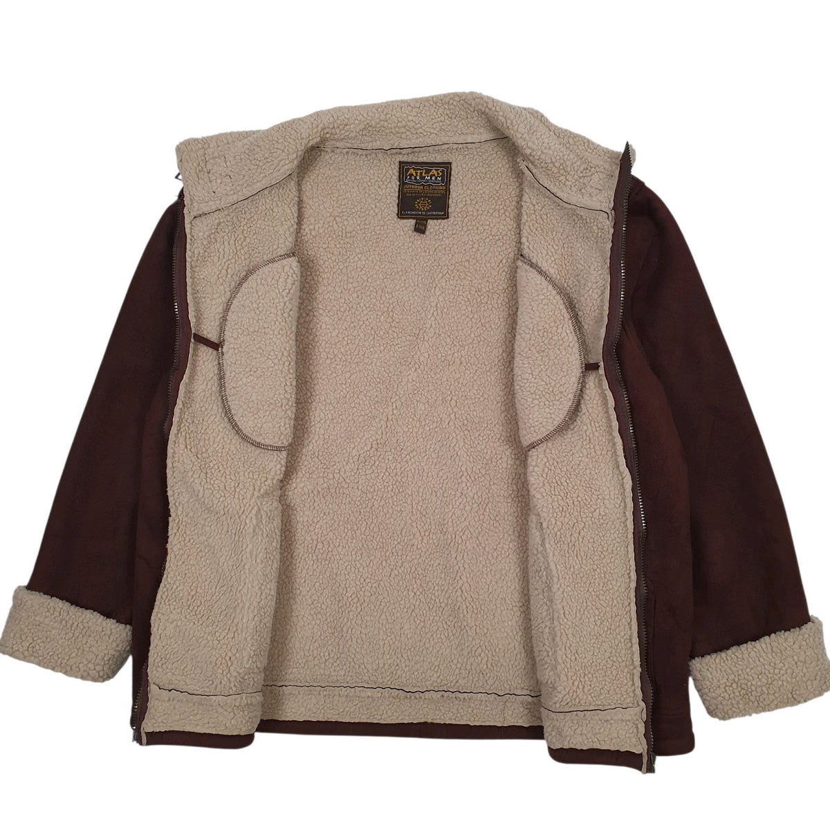 Mens Brown Atlas For Men Faux Shearling Flight Sherpa  Coat