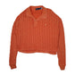 Womens Orange Polo Ralph Lauren Cable Knit Crop Top Crewneck Jumper