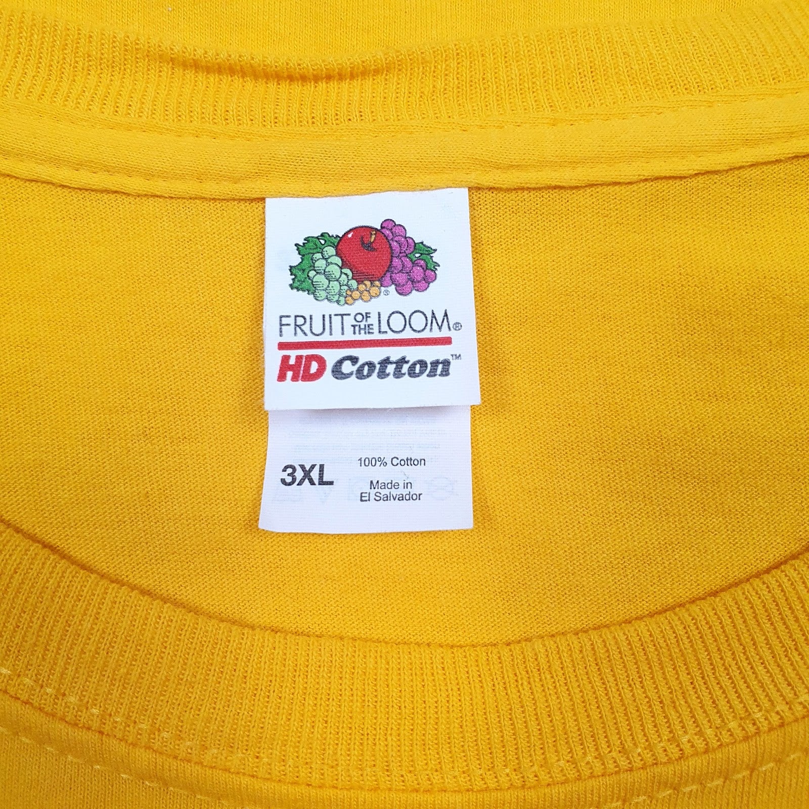 Mens Yellow Fruit Of The Loom   T Shirt