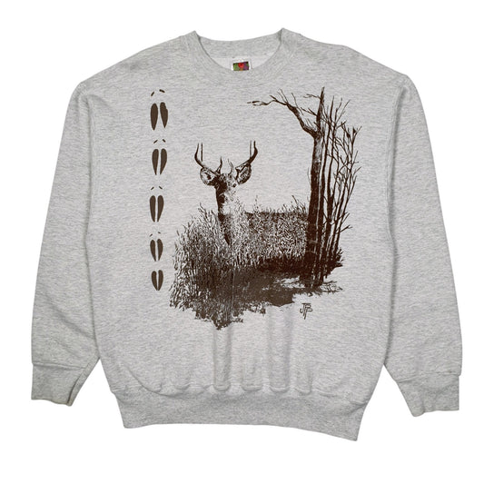 Mens Grey Fruit Of The Loom Wildlife Crewneck Jumper