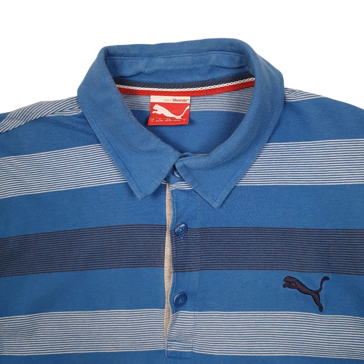 Mens Blue Puma  Hoodie Polo Shirt