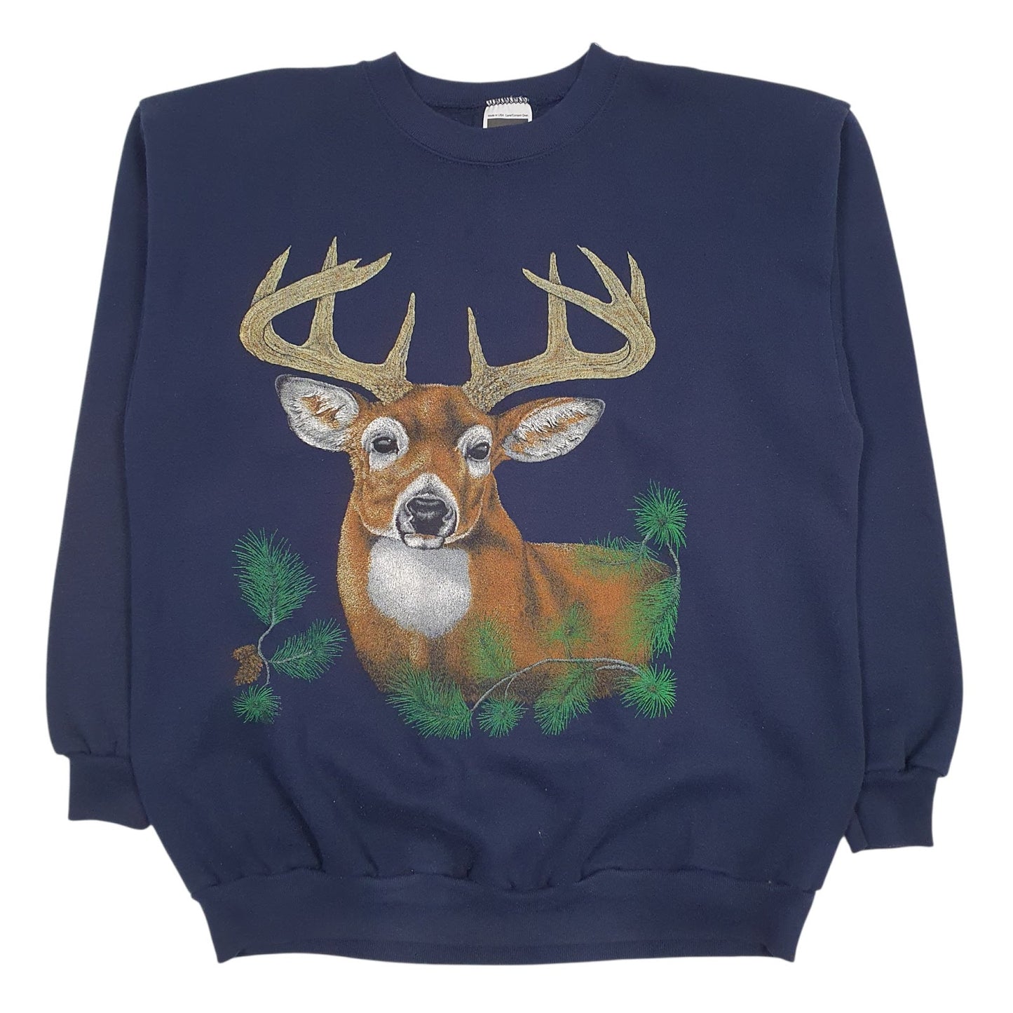 Mens Navy Tultex Graphic Vintage 90s Made In USA Crewneck Jumper