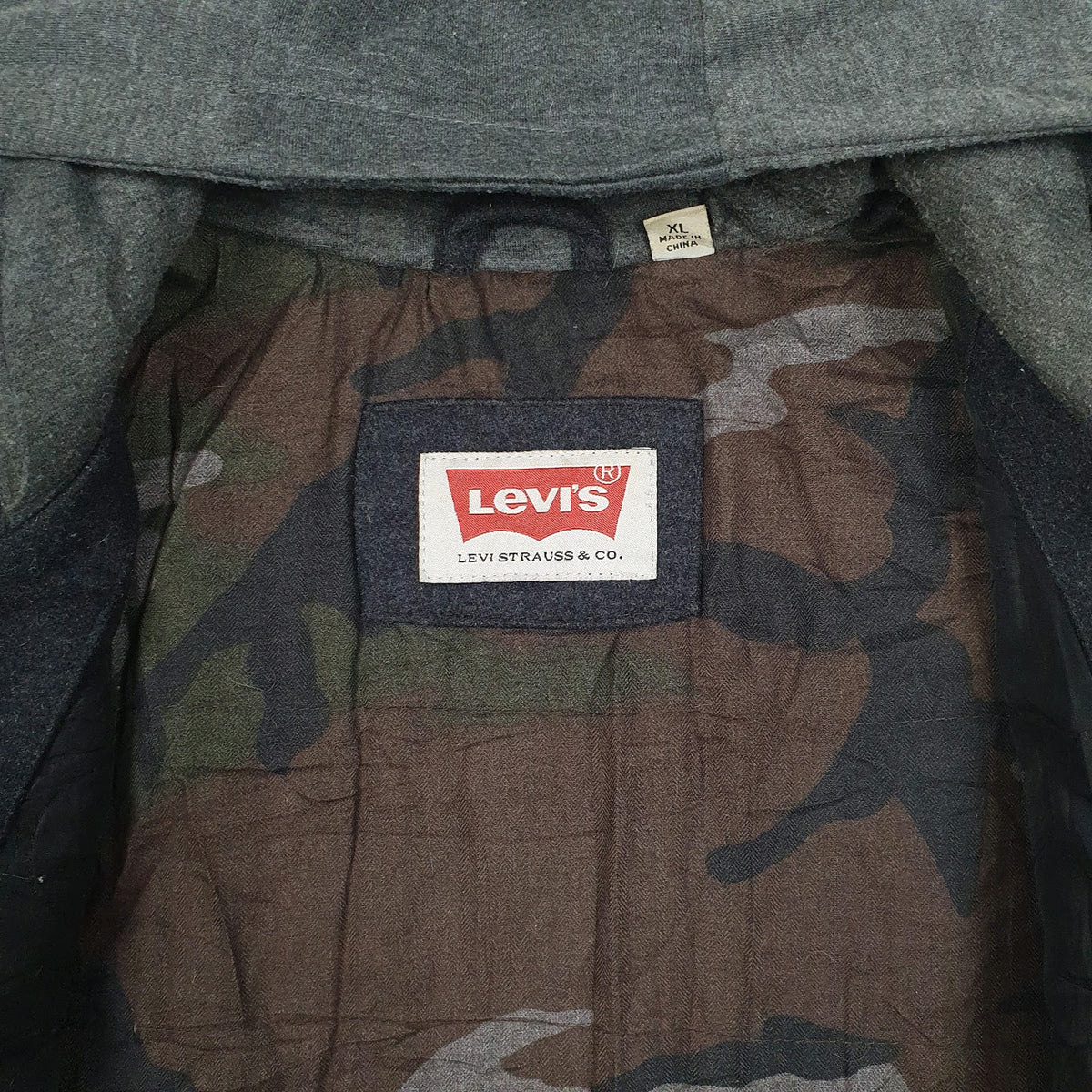 Mens Black Levis Military Hoodie  Coat