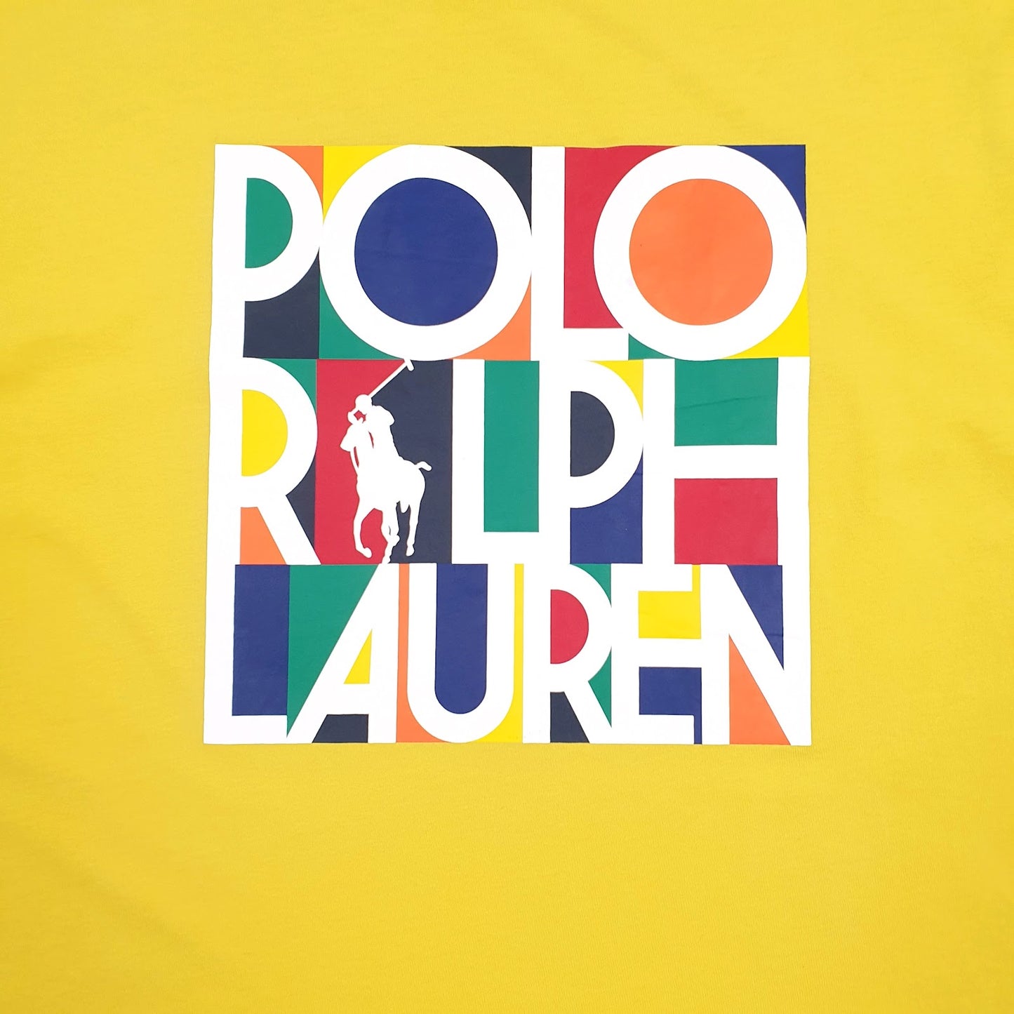 Mens Yellow Polo Ralph Lauren Spellout  T Shirt