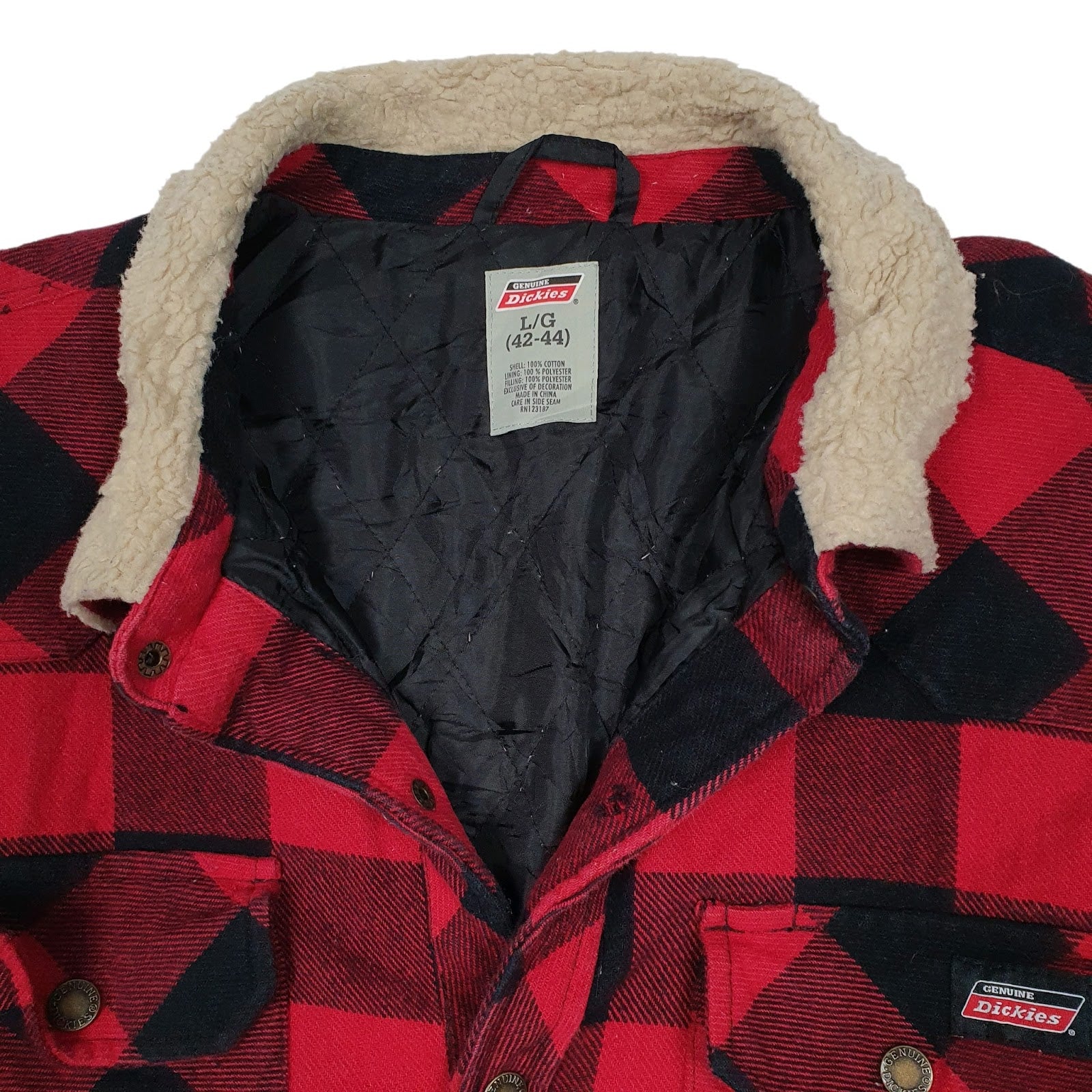 Mens Red Dickies Quilt Lined Padded Plaid Windbreaker Workwear Vest Coat