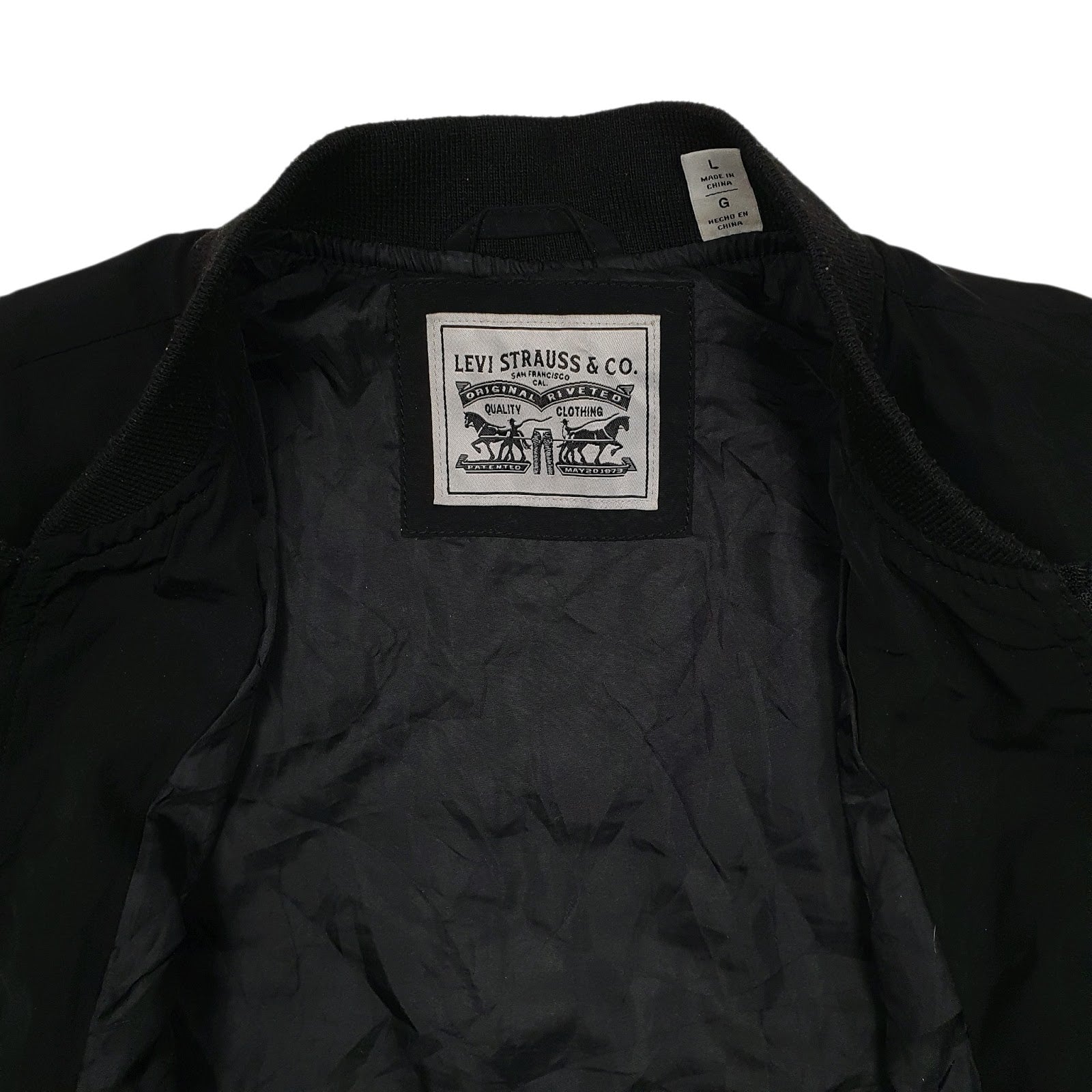 Womens Black Levis Bomber Military Crewneck Coat