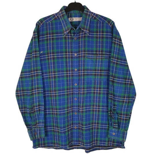 Mens Blue C&A Flannel Plaid Long Sleeve Shirt