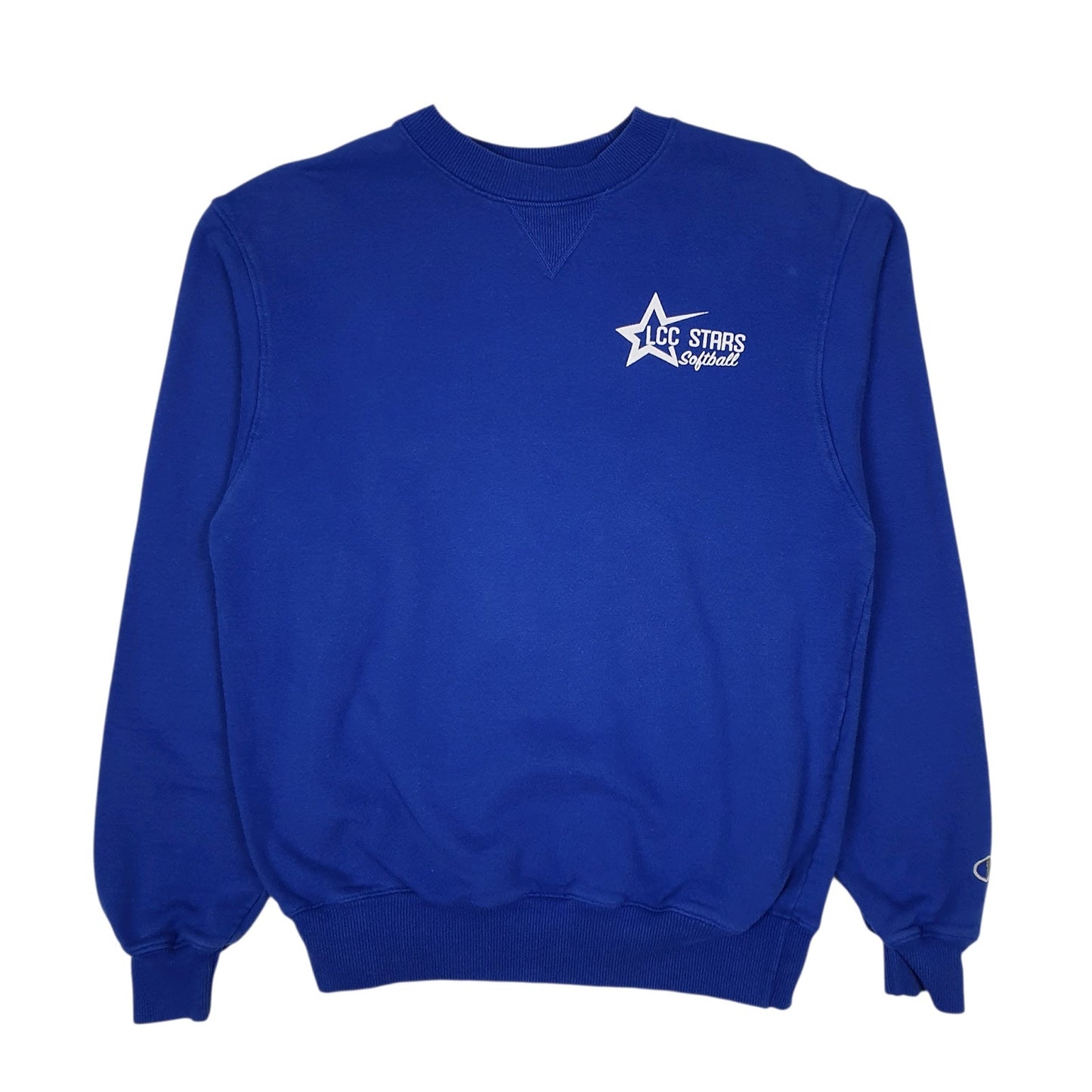 Mens Blue Champion LCC Stars Softball Crewneck Jumper