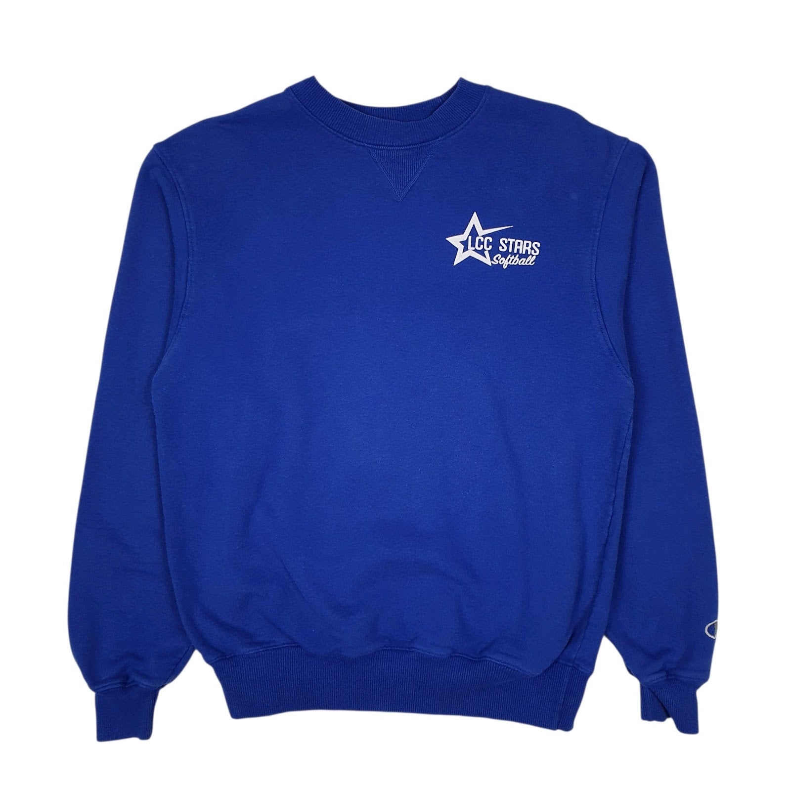 Mens Blue Champion LCC Stars Softball Crewneck Jumper