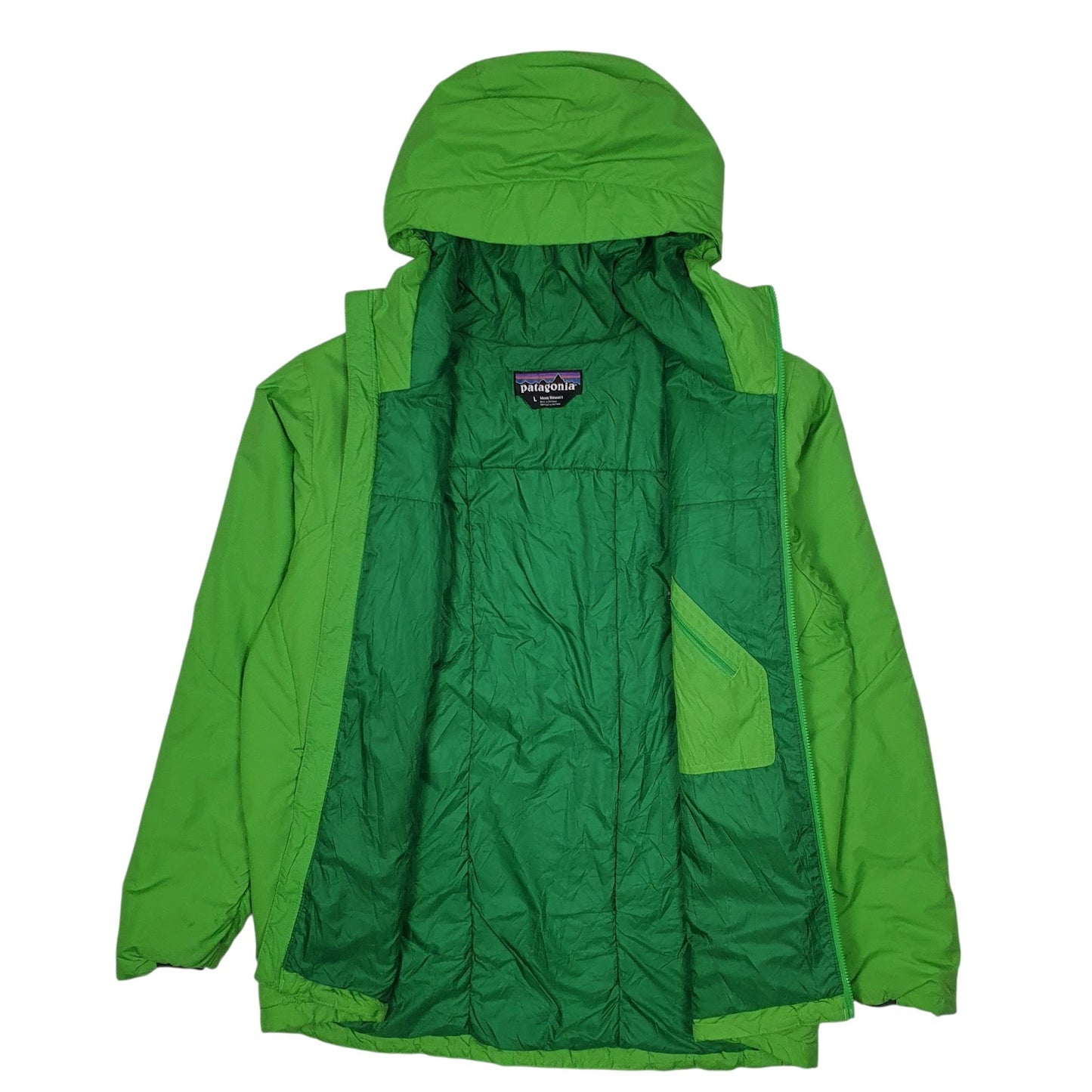 Mens Green Patagonia Primaloft Puffer Hooded  Coat