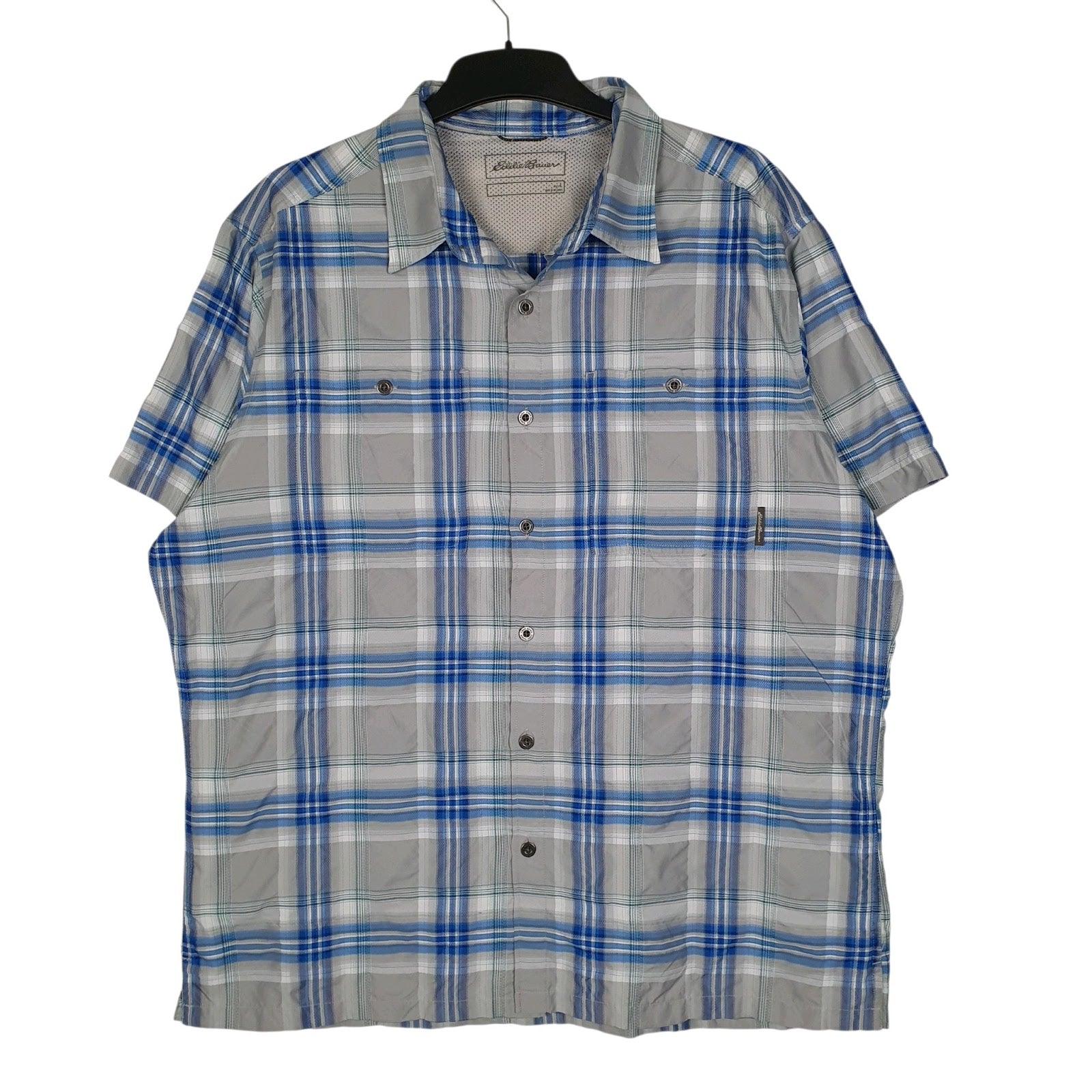 Mens Grey Eddie Bauer Hiking Walking Short Sleeve Shirt