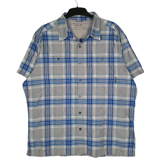 Mens Grey Eddie Bauer Hiking Walking Short Sleeve Shirt