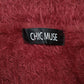 Womens Red Chic Muse Fluffy Cardigan Jumper