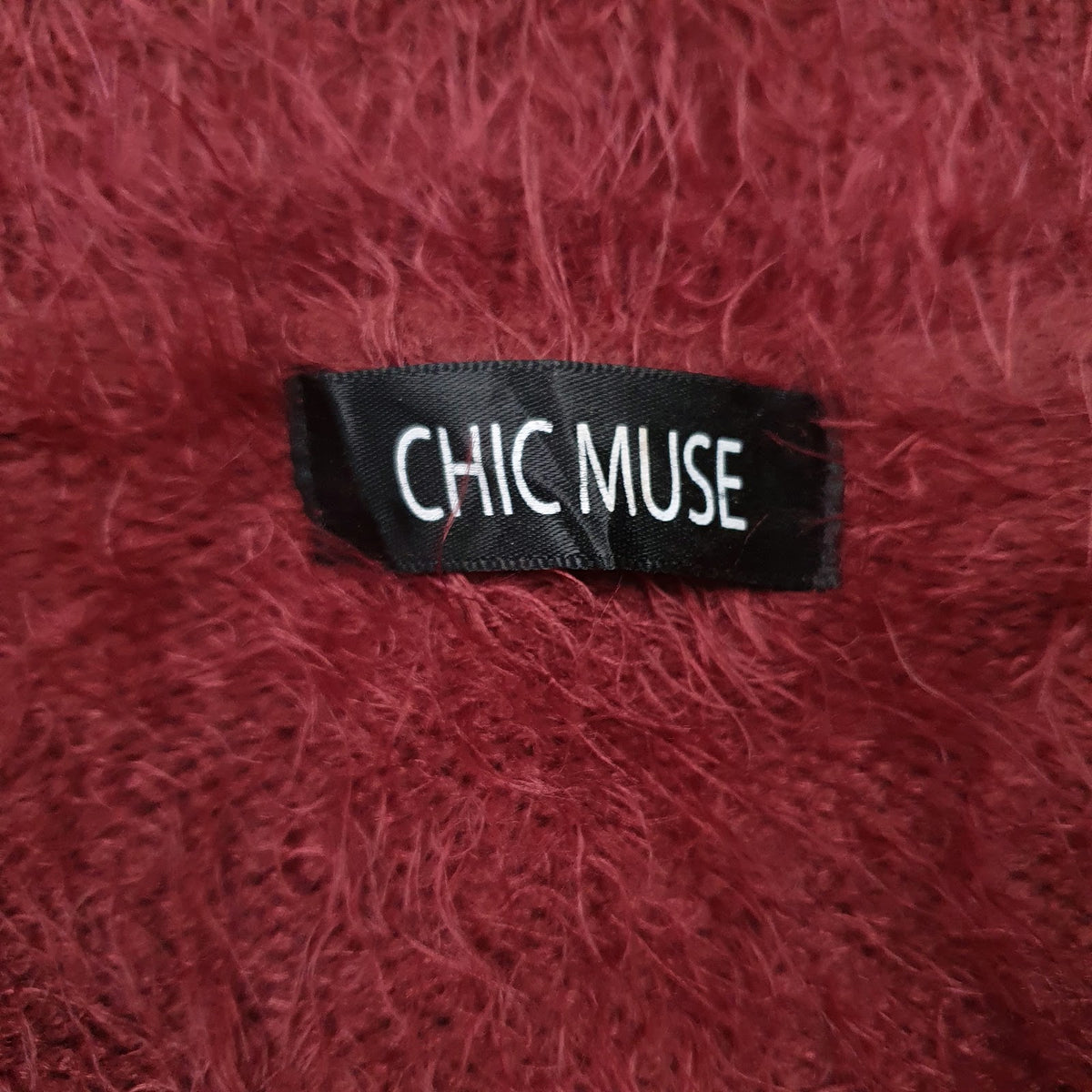 Womens Red Chic Muse Fluffy Cardigan Jumper