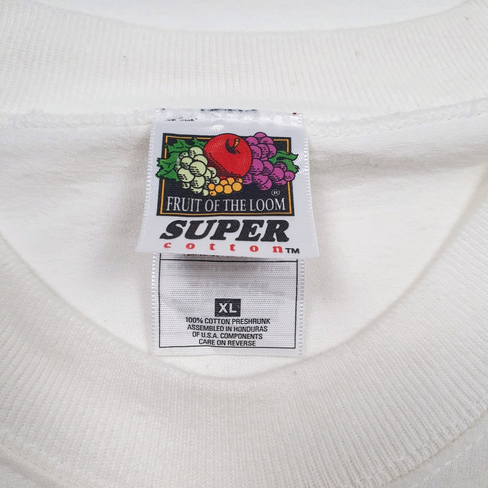 Mens White Fruit Of The Loom Vintage 90s 3D Caricature  T Shirt