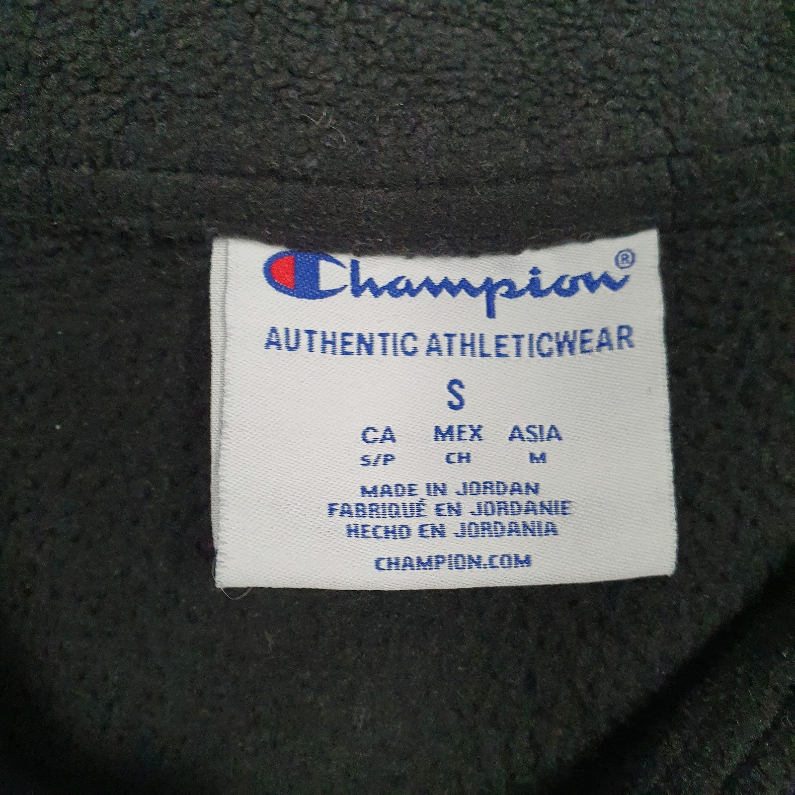 Mens Black Champion Fleece Button Up Hoodie Coat