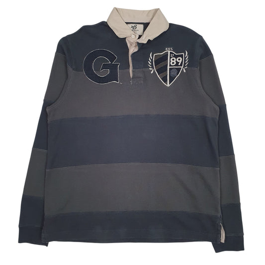 Mens Grey Banner Supply Rugby Long Sleeve Polo Shirt
