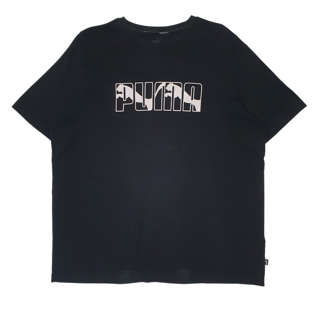 Mens Black Puma Spellout Short Sleeve T Shirt