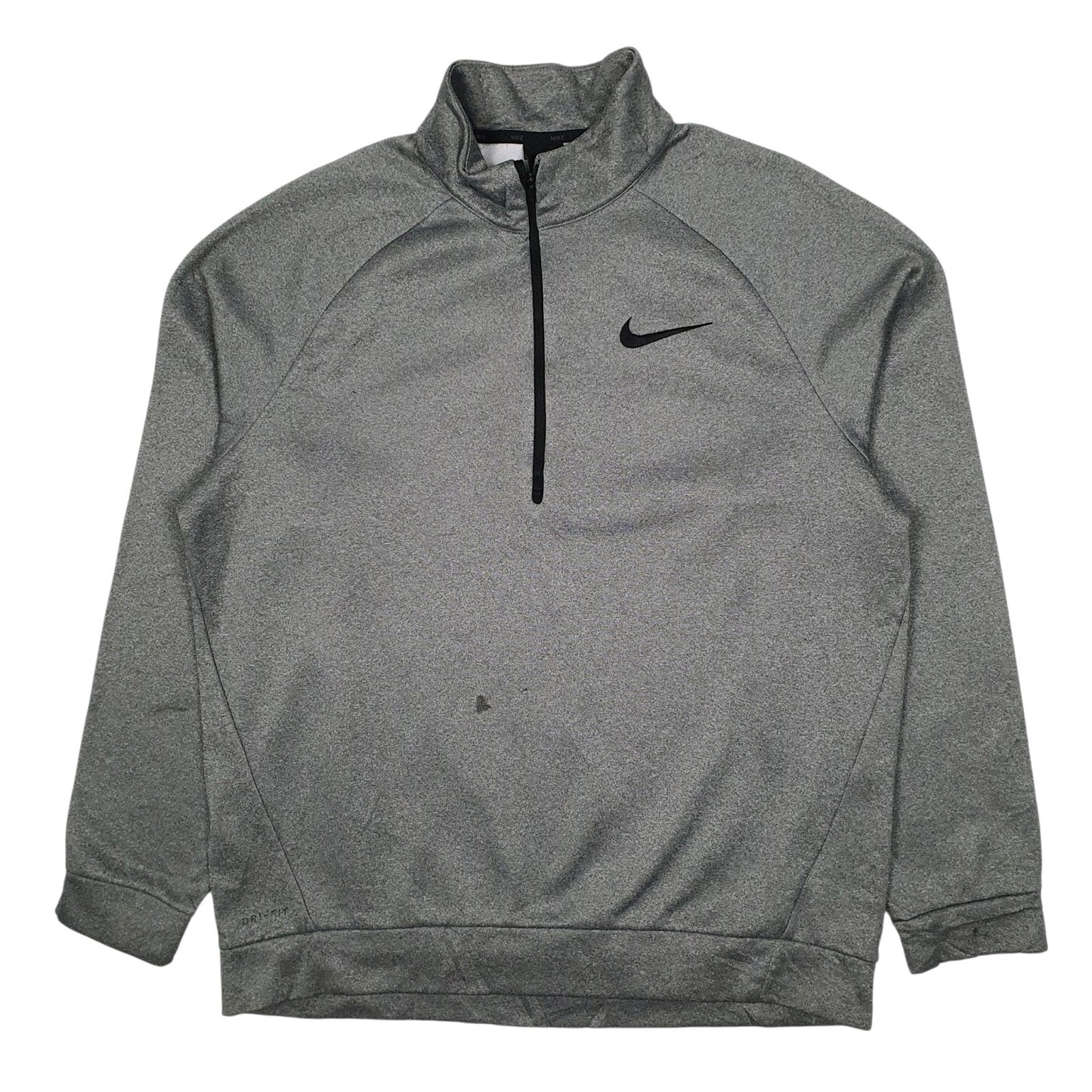 Mens Grey Nike Dri Fit Quarter Zip Jumper